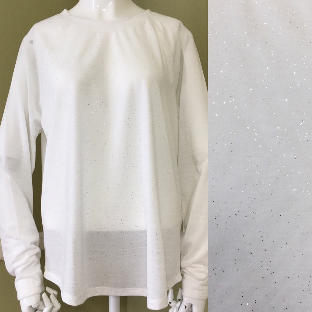Rebellious One Long Sleeve Glitter Striped White